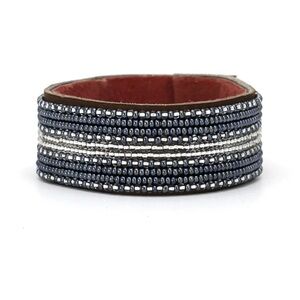 Elegant Brown and Silver Beaded Women's Bracelet